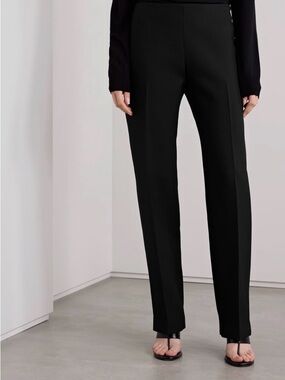 The Row Black Straight-Leg Wool Trousers